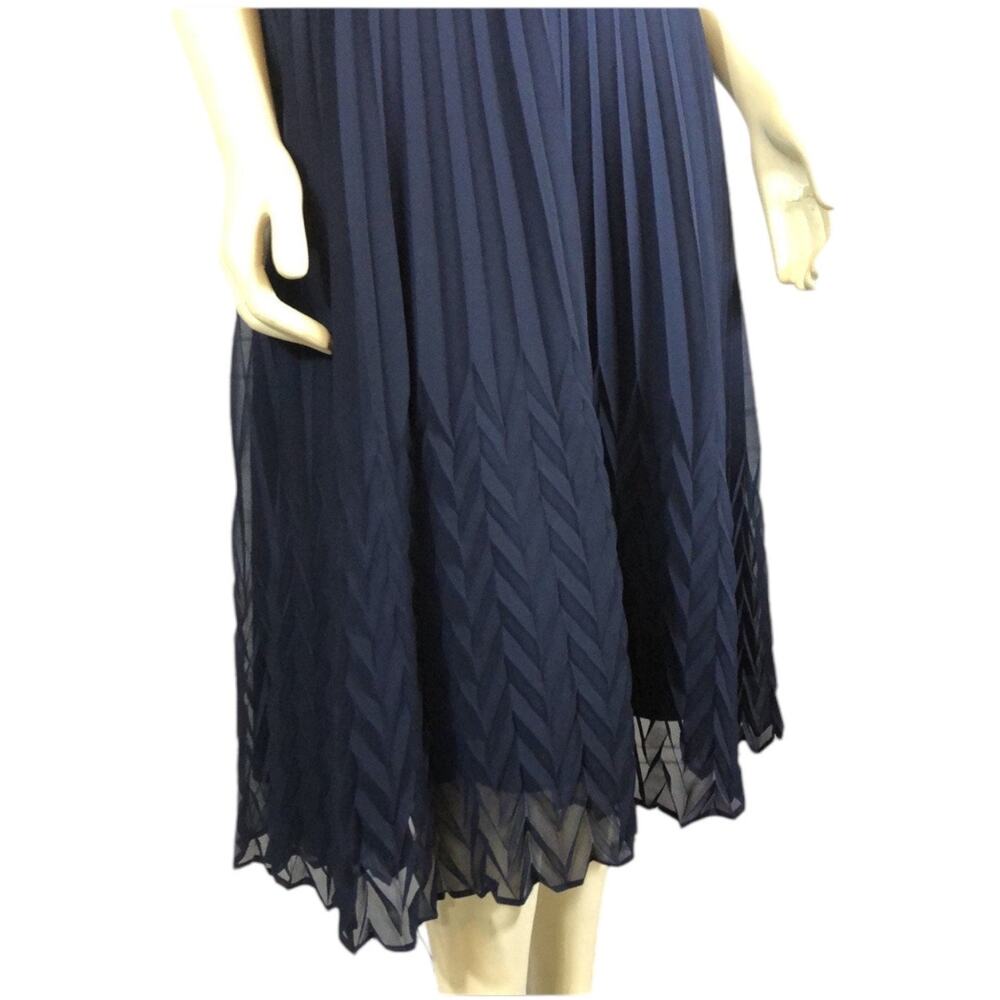 2000s R&M Richards Navy Pleated Dress Bolero Set 18W - Picture 11 of 13